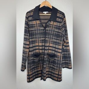 Pendleton Women's Merino Wool Button‑Front Longline Cardigan Sweater Size L Gray